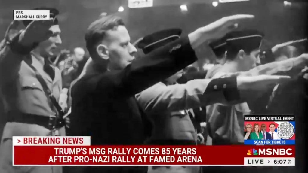 MSNBC directly compares Donald Trump's Madison Square Garden rally to a 1939 Nazi rally: