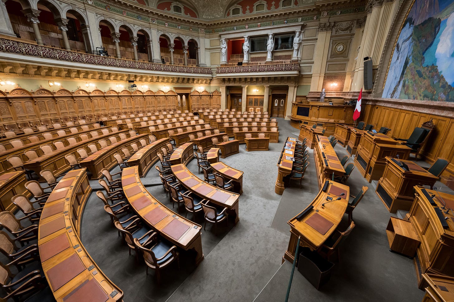 Switzerland National Council lower chamber of parliament meets at the Federal Palace in Bern