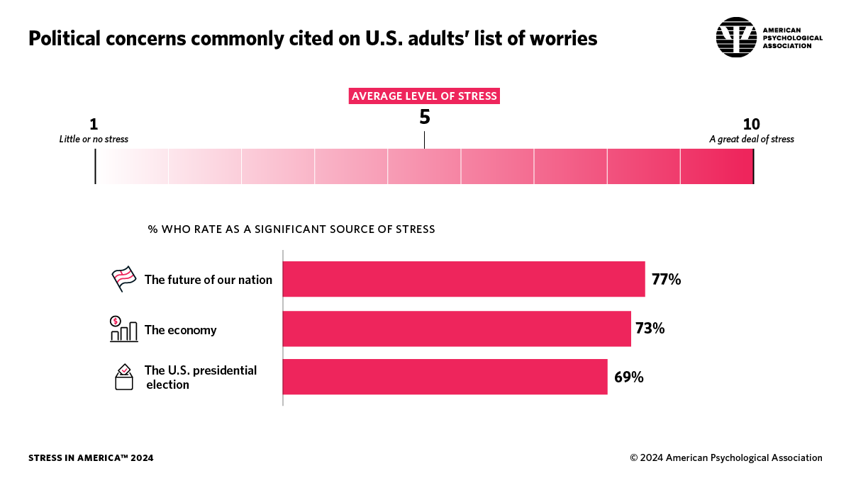 infographic describing the political concerns and their average level of stress