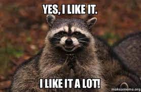Yes, I Like It. I Like It a Lot! - Evil Plotting Raccoon | Make a Meme