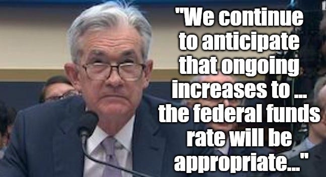 Jerome Powell testimony quote, March 7, 2023
