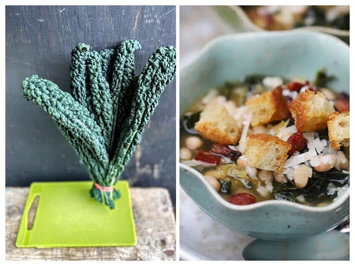 Tuscan Kale, Leek and White Bean Soup with Bacon, Parmigiano & Rustic Croutons, Cook the Vineyard