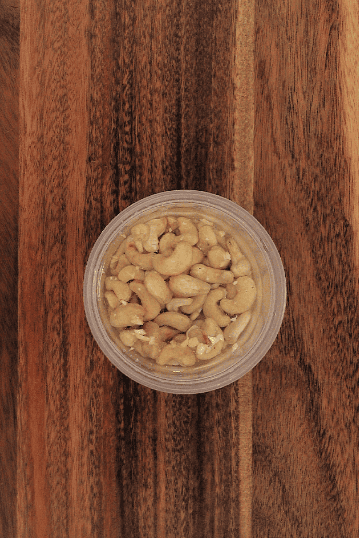 container of soaked cashews