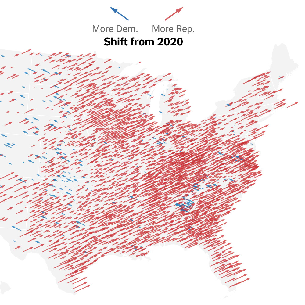 Early Results Show a Red Shift Across the U.S. - The New York Times