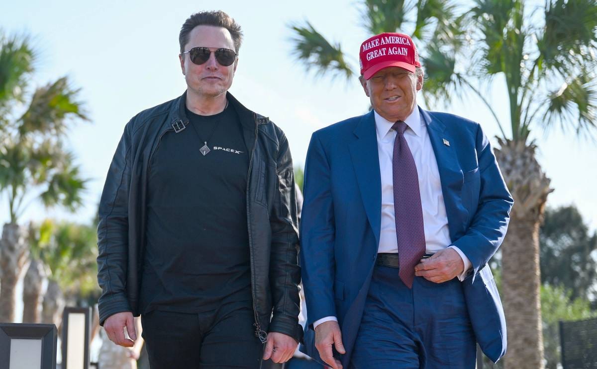 Donald Trump com Elon Musk em Brownsville, Texas, novembro de 2024