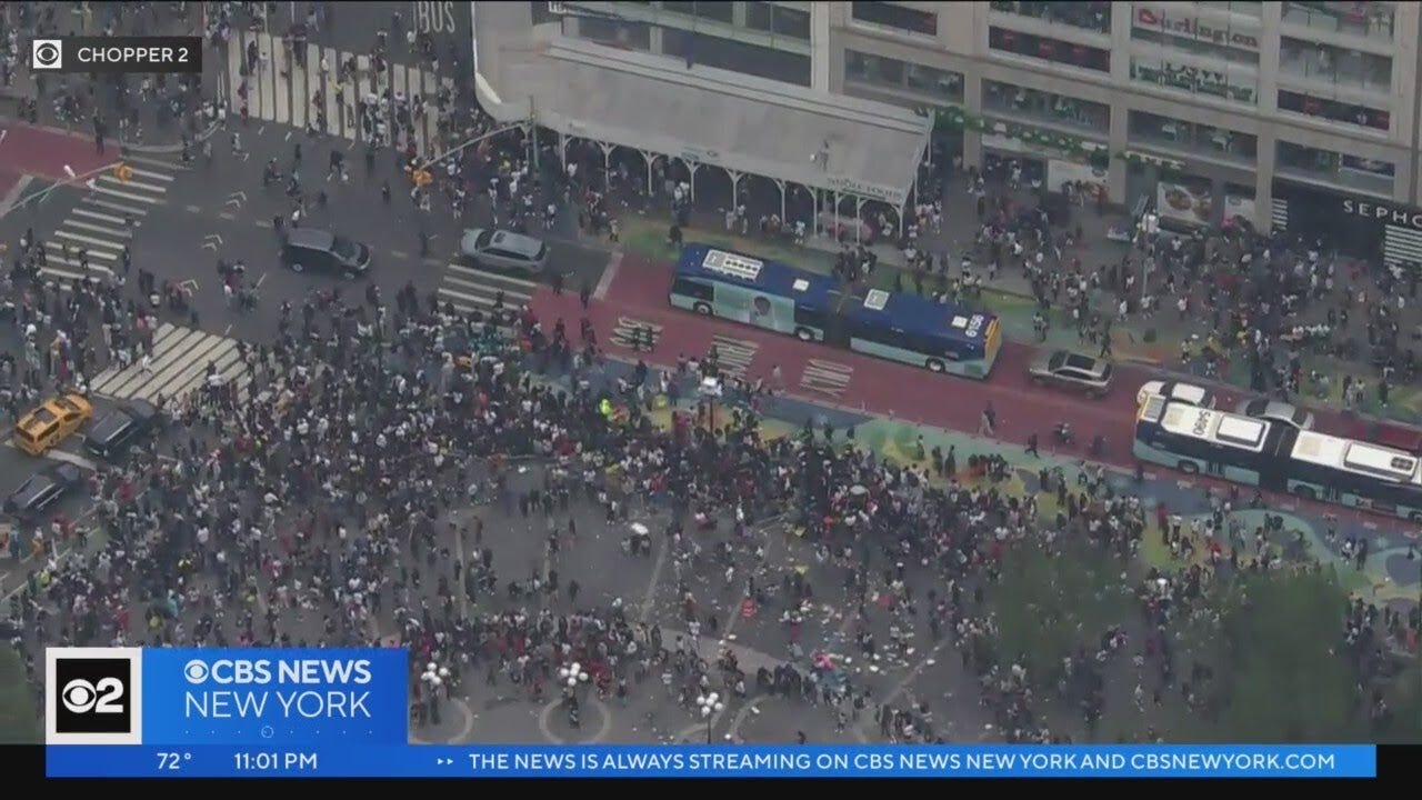 Thousands mob Union Square for Kai Cenat giveaway