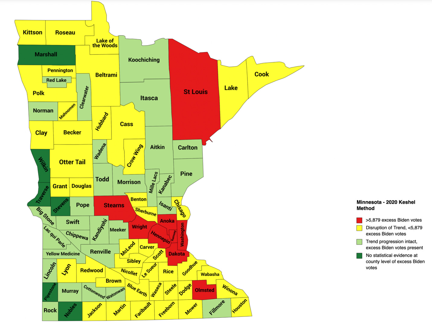 A map of minnesota with red and yellow squares

Description automatically generated