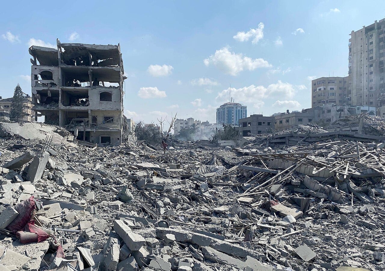 Acres of rubble in Gaza, apparently caused by bombing