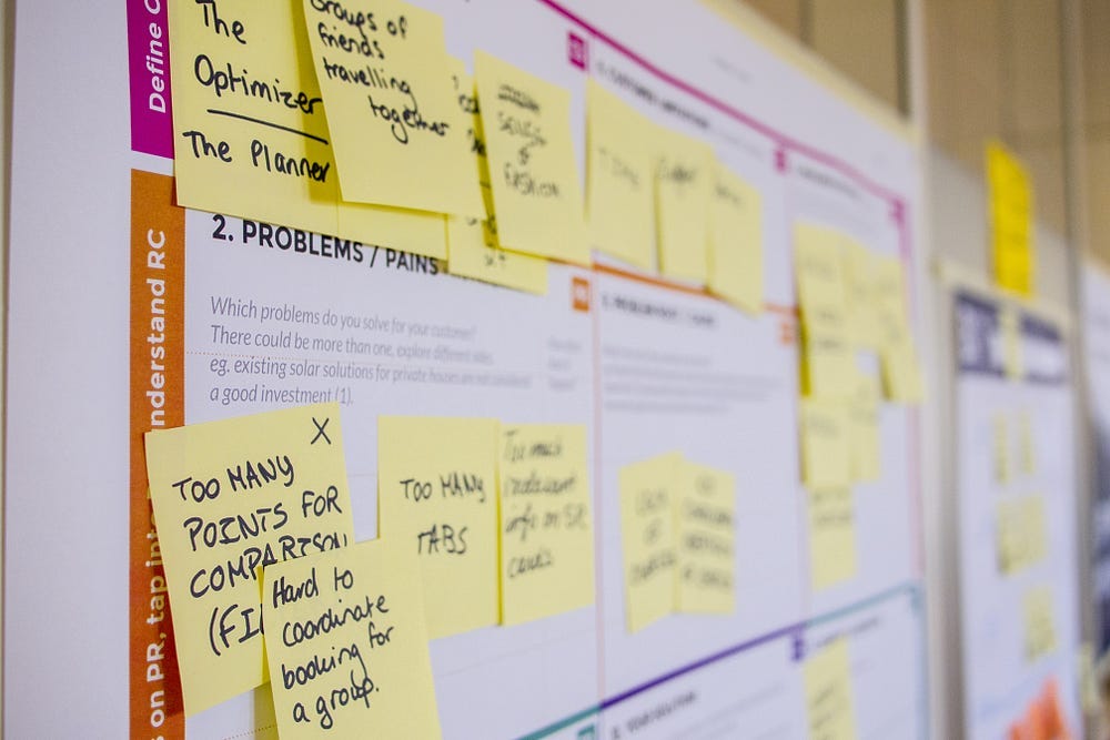 Header Image: Example story mapping using post-it notes