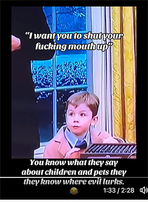 Lil X in the Oval Office. There’s a caption that says, “I want you to shut your fucking mouth up.”
