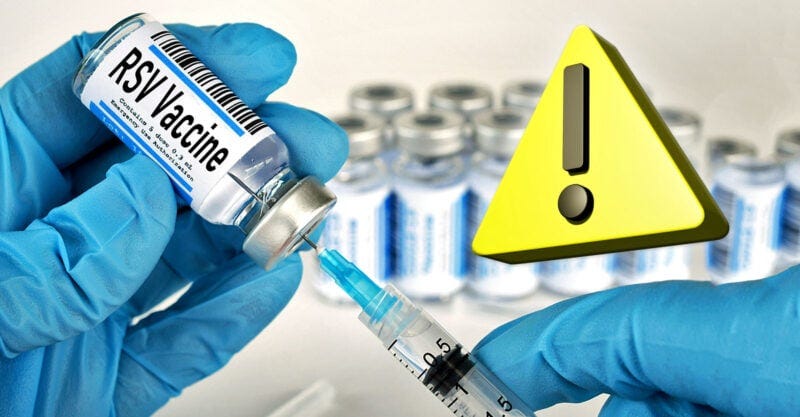 rsv vaccine with warning symbol
