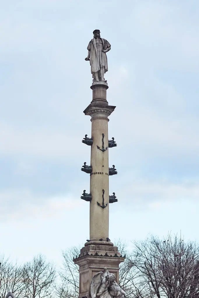The statue of Christopher Columbus overlooking Manhattan&rsquo;s Columbus Circle has long been a focus of protest for its historical association with the genocide of indigenous Americans.