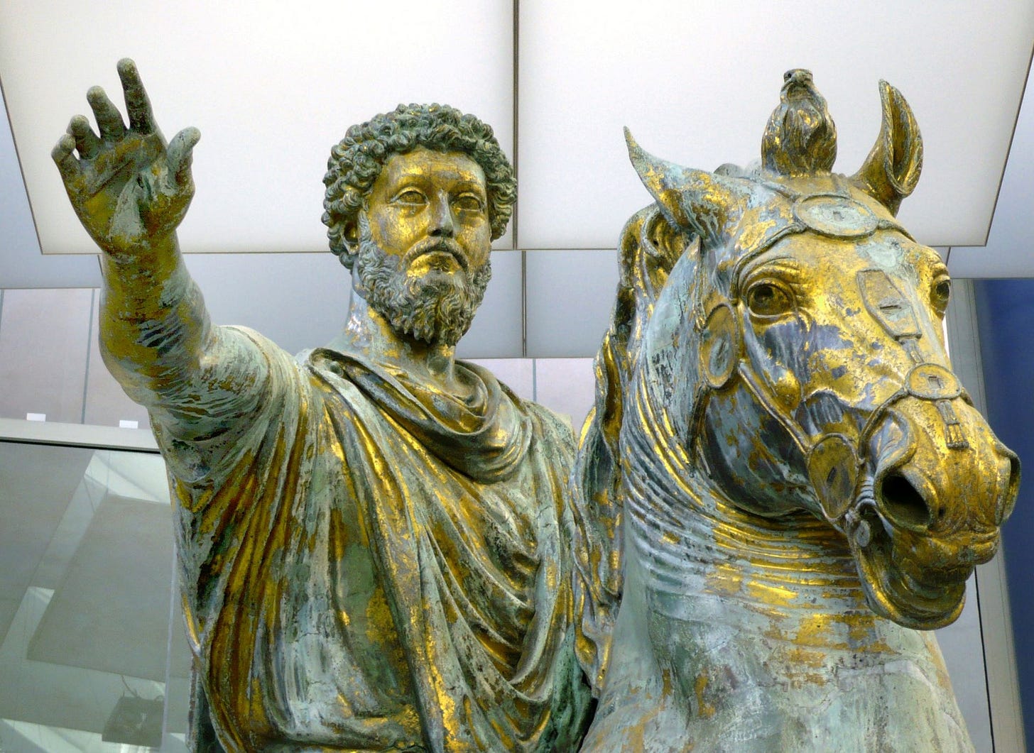 Marcus Aurelius statue found in the Capitolium in Rome, Italy.