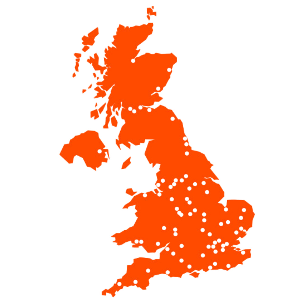 Map of Distrigo’s part distributors in UK