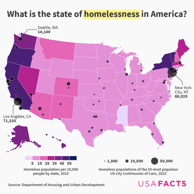 r/dataisbeautiful - Homelessness in the US [OC]