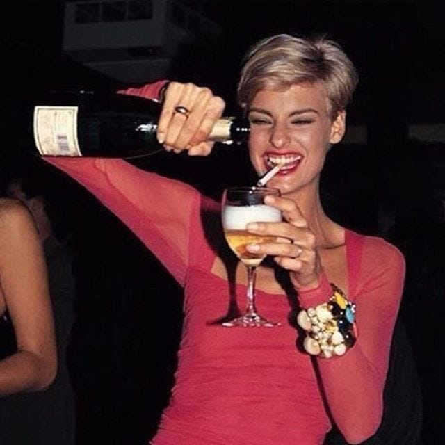Limedrop on Instagram: “Friday night vibes #offduty #supermodel #friday  #tgif #fun #champagne” | Linda evangelista, Supermodels, 90s supermodel