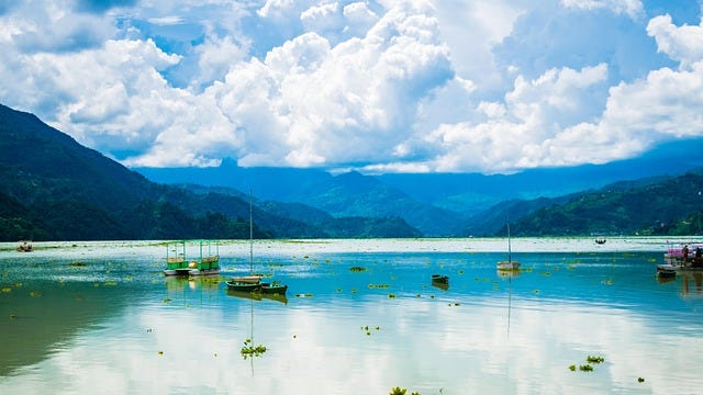 Lake Phewa in Pokara, Nepal. Lake Phewa in Pokara, Nepal.