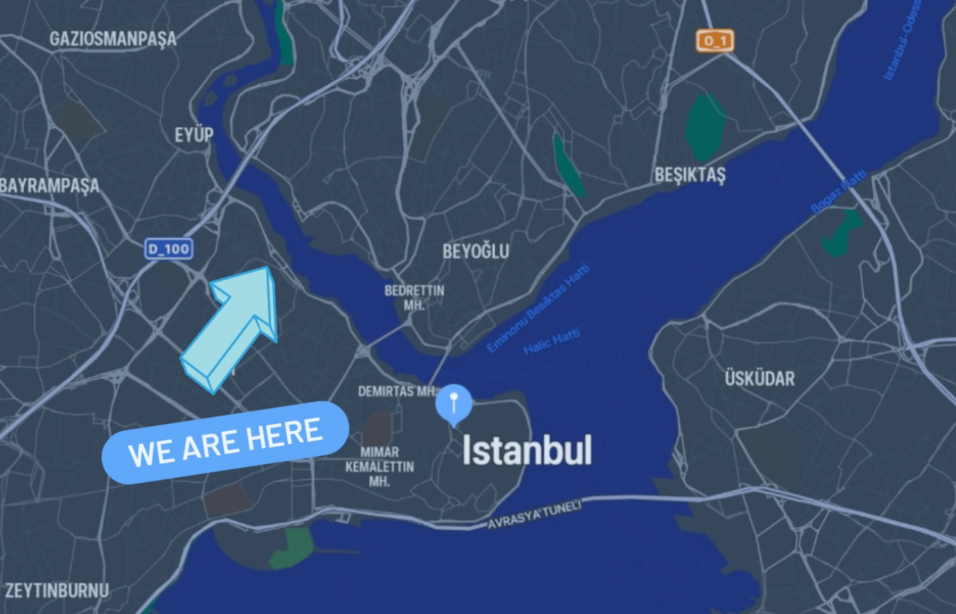 A map of Istanbul showing our location.