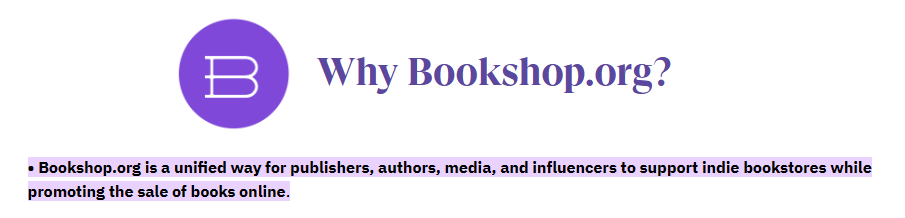 a link to a bookshop.org page expounding its value