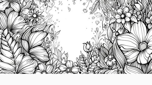 A popular nature coloring page with a lot of plants.