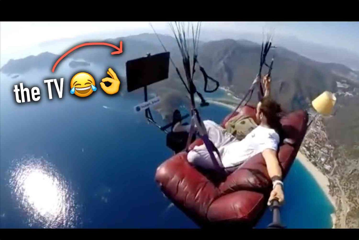 Check out this viral broski living his best couch-potato life among the clouds