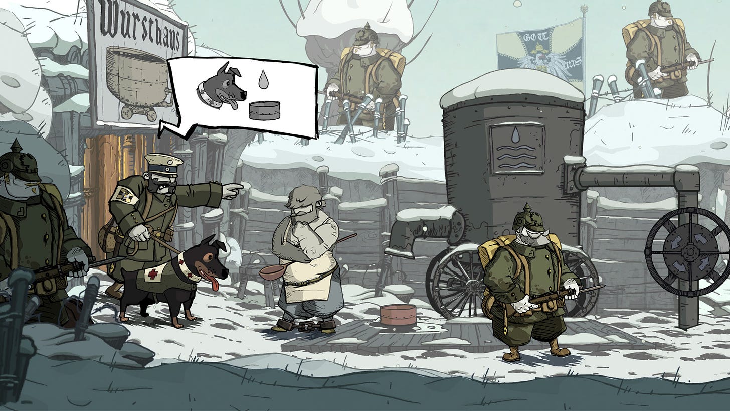 Checking the dog in Valiant Hearts: The Great War