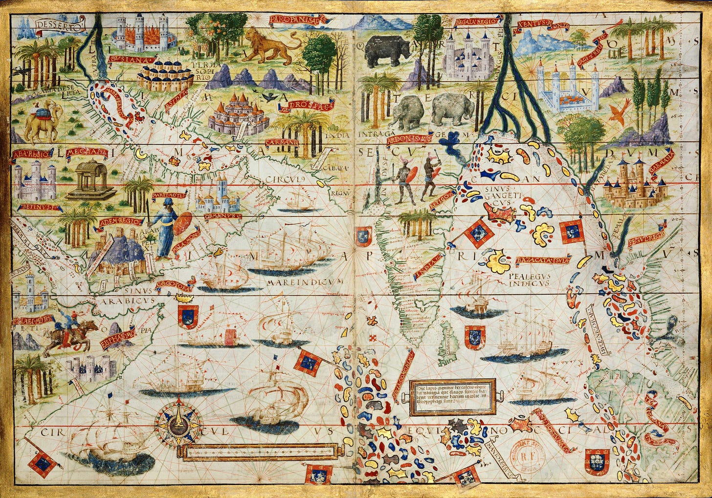 The Map of India, Arabia, the Horn of Africa the and Indian Ocean by Pedro  and Jorge Reinel of the Miller Atlas, a Portuguese illustrated atlas dated  from 1519. [3801 x 2661] : r/MapPorn