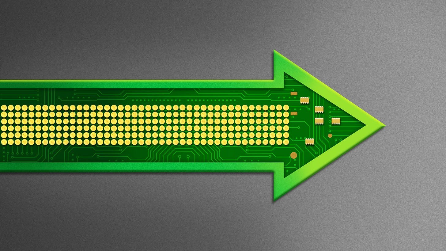 Illustration of a microchip in the shape of a long arrow