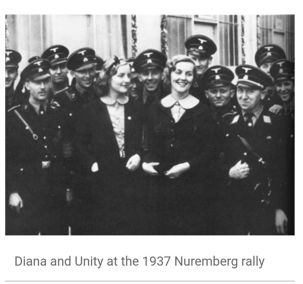 Diana & Oswald ( Leader of the British Union of Fascist) spent a lot of time visiting Hitler in the 1930's. After Cynthia's death they had a secret wedding at the family home of the Nazi propaganda chief Joseph Goebbels in 1936, with Hitler as a guest. https://www.irishtimes.com/news/that-scandalous-mitford-girl-1.369895