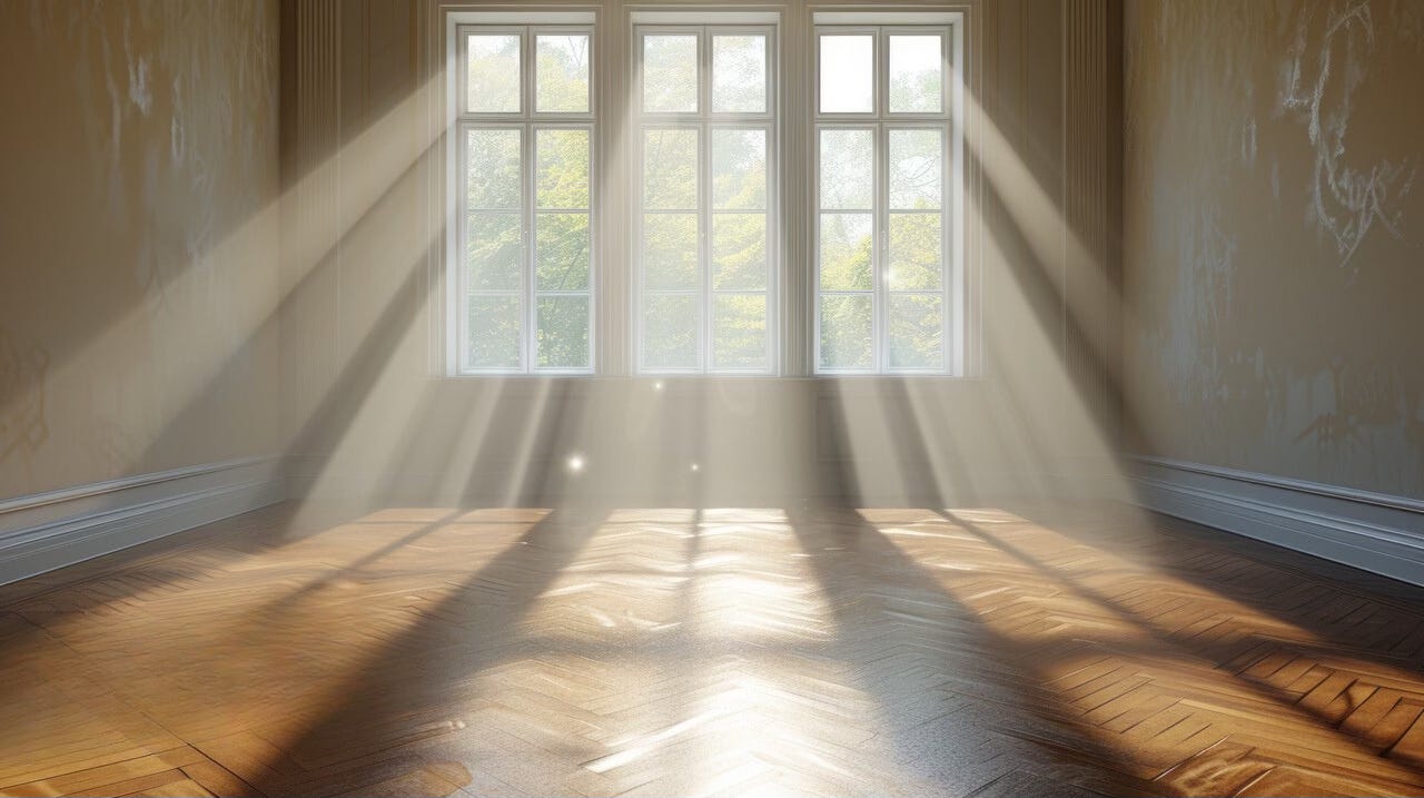 An empty room with sunlight