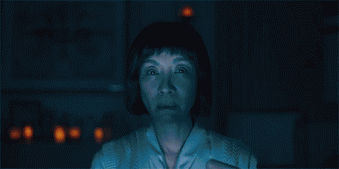 A movie clip from "Everything Everywhere All At Once" depicting a woman in multiple universes at the same time.