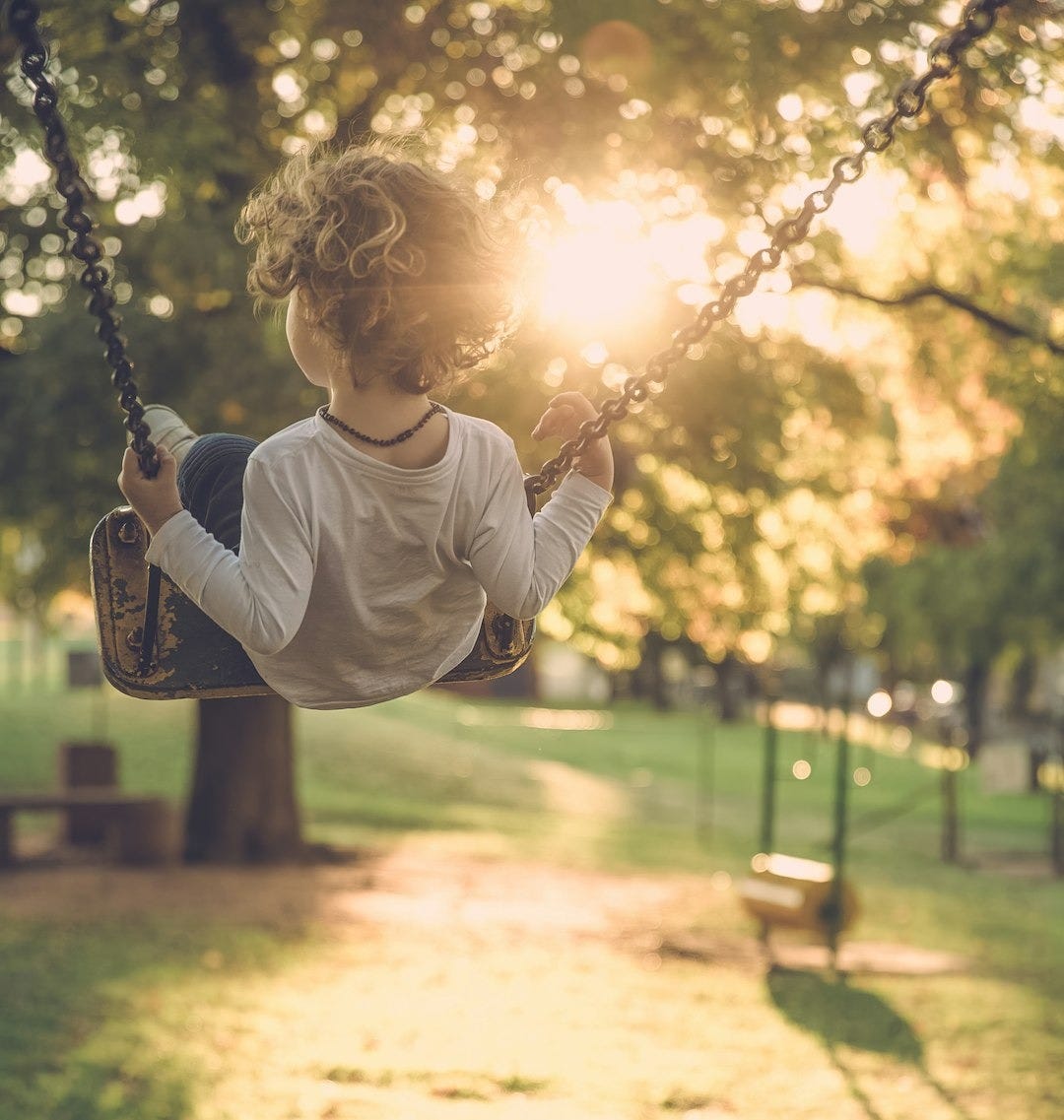 boy sitting on the swing