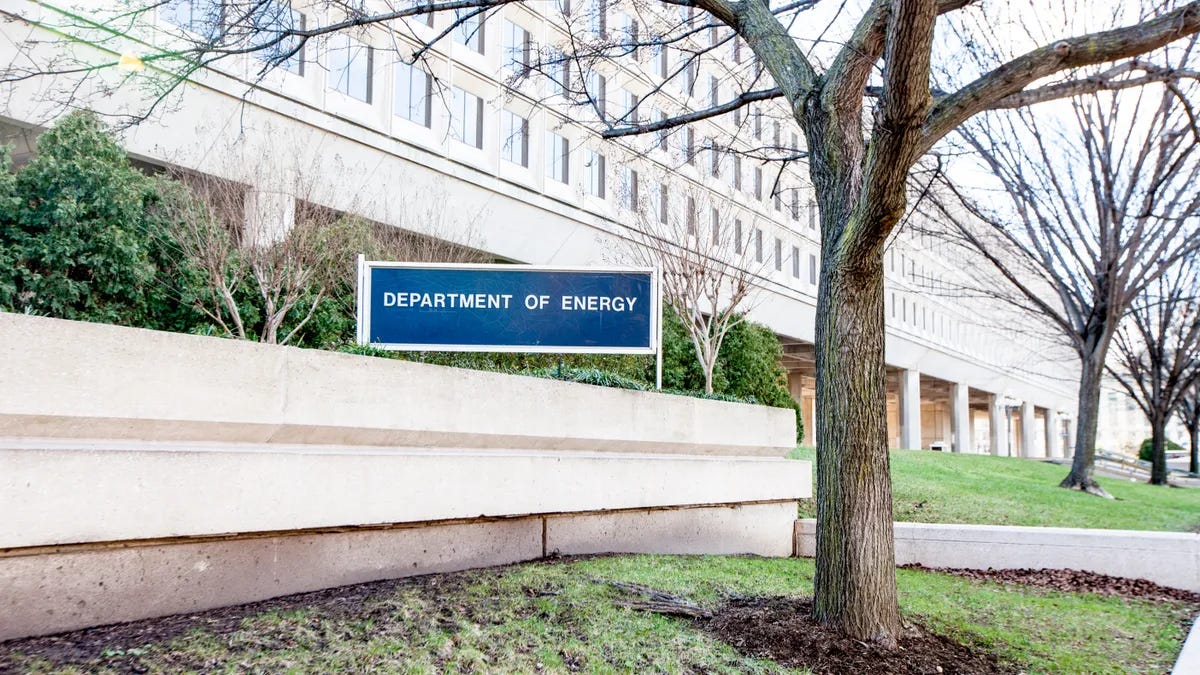 Exterior of Department of Energy building in Washington, DC.