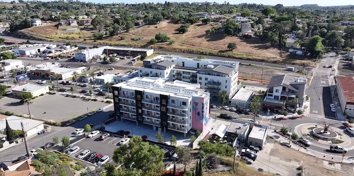In the background is 4.59 acres which was approved by the Vista Planning Commission to develop 183 apartments in four buildings. The site has been vacant for decades and the proposal heads to the City Council for final approval later this year. Courtesy photo
