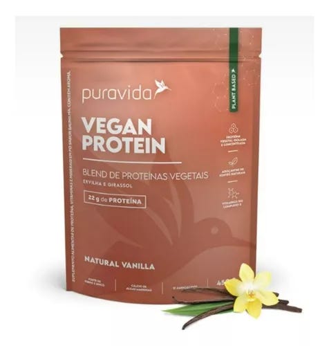 Suplemento Em Pó Pura Vida Proteína Vegetal Vegan Whey Sabor Vanilla Em  Saco De 450g | Frete grátis