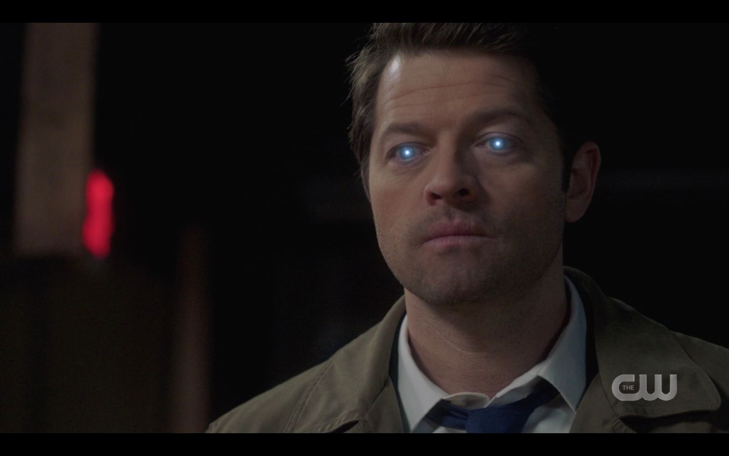 SPN Castiel blue eyes light up for Anael game night