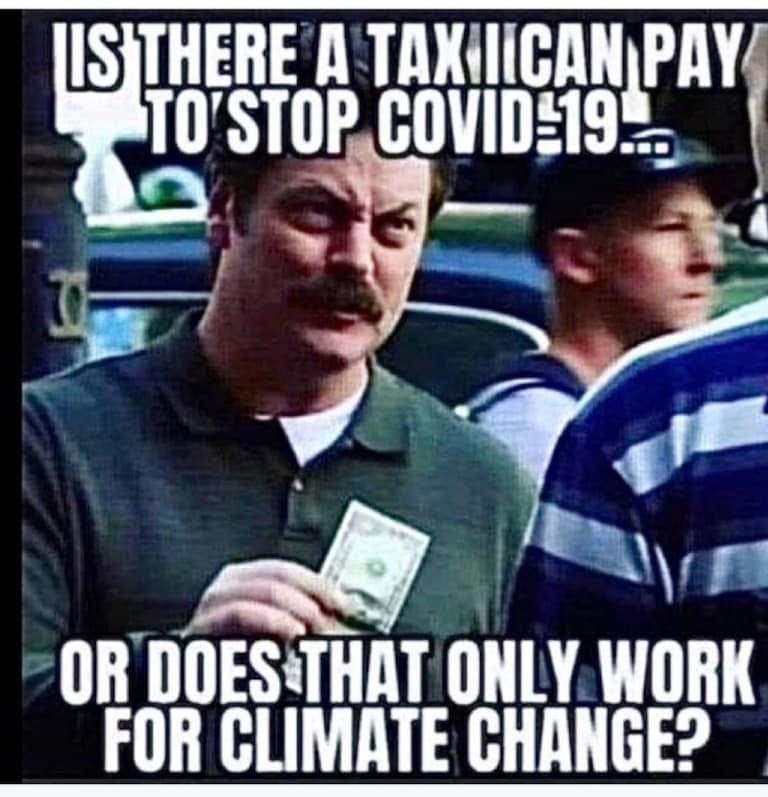 #Meme: Is #There a #Tax I #Can #Pay to #Stop #Covid19 ... Or Does #That #Only #WorkFor #ClimateChange? (20231102)
https://t.me/CYNew/36694
#Meme 
https://t