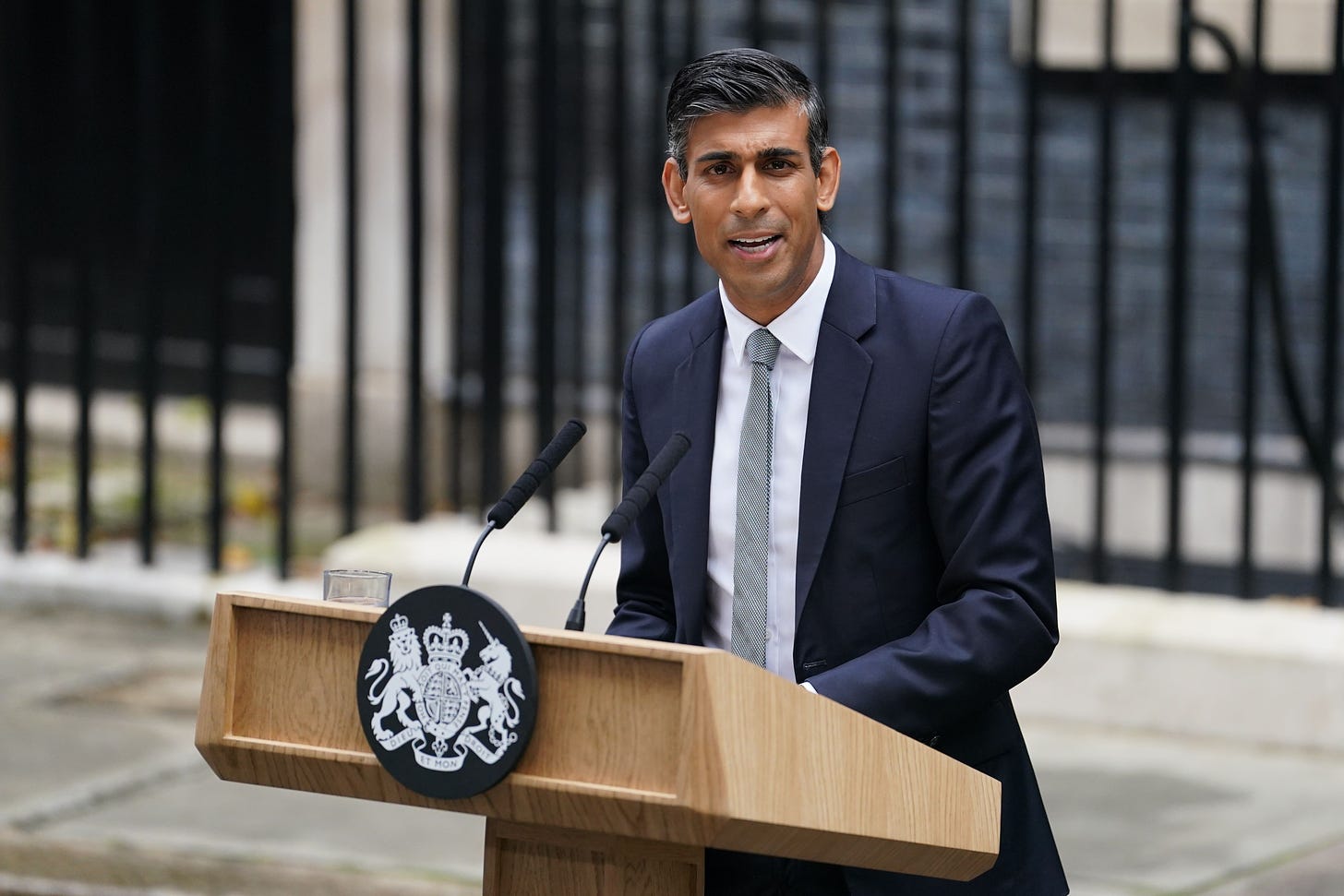 Rishi Sunak makes a speech outside 10 Downing Street (Gareth Fuller/PA).