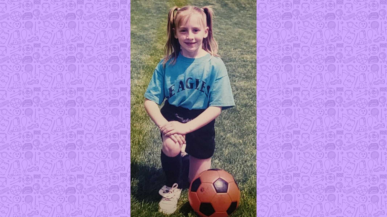 little me posing for a soccer photo