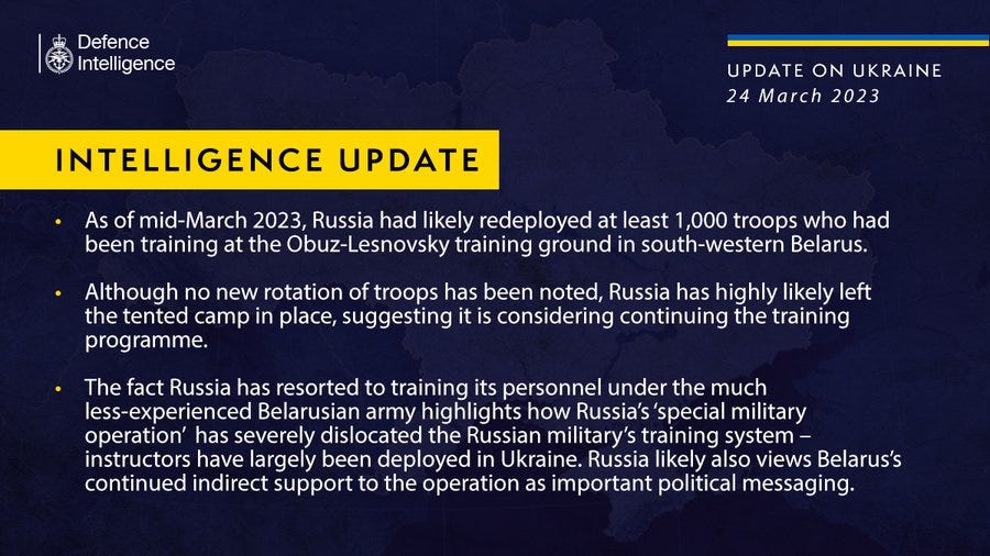 Latest Defence Intelligence update on the situation in Ukraine - 24 March. Please see thread below for full image text.
