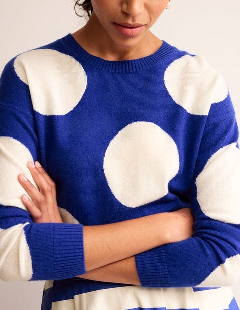 Lydia Cashmere Sweater - Surf The Web Blue, Spots