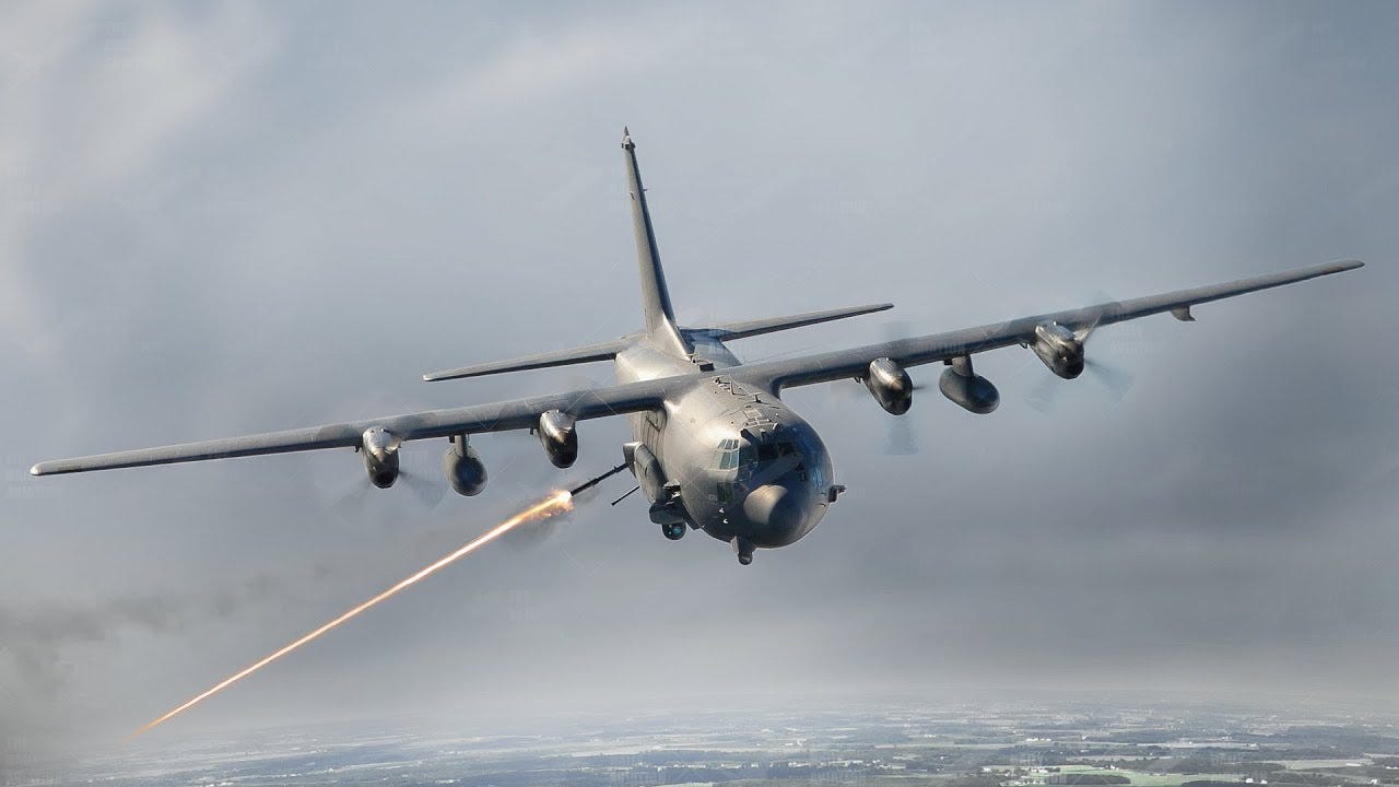 US Advanced AC-130 Gunship Fires All Its Scary Cannons on Ground Targets