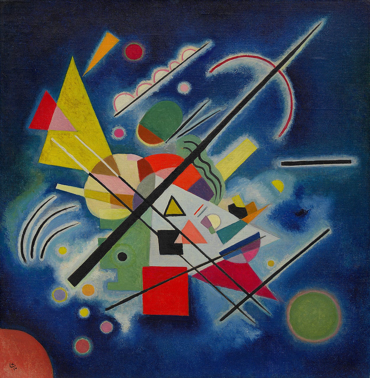 Vasily Kandinsky, Blue Painting, January 1924. Oil on canvas board, 19 15/16 x 19 1/2 inches (50.7 x 49.5 cm)