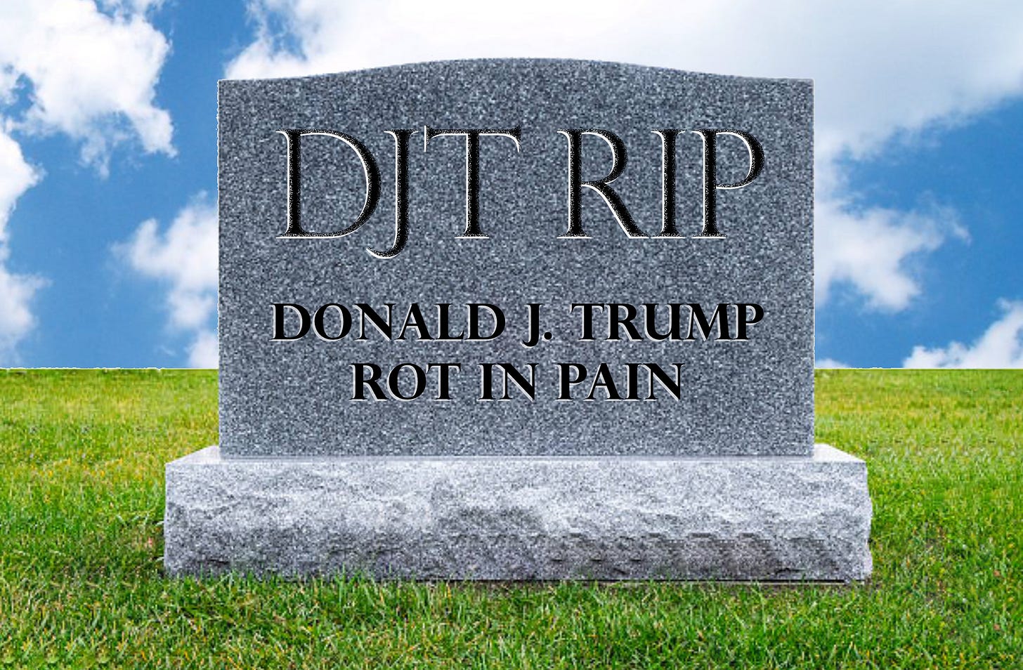 Humorous tombstone for the orange creep.