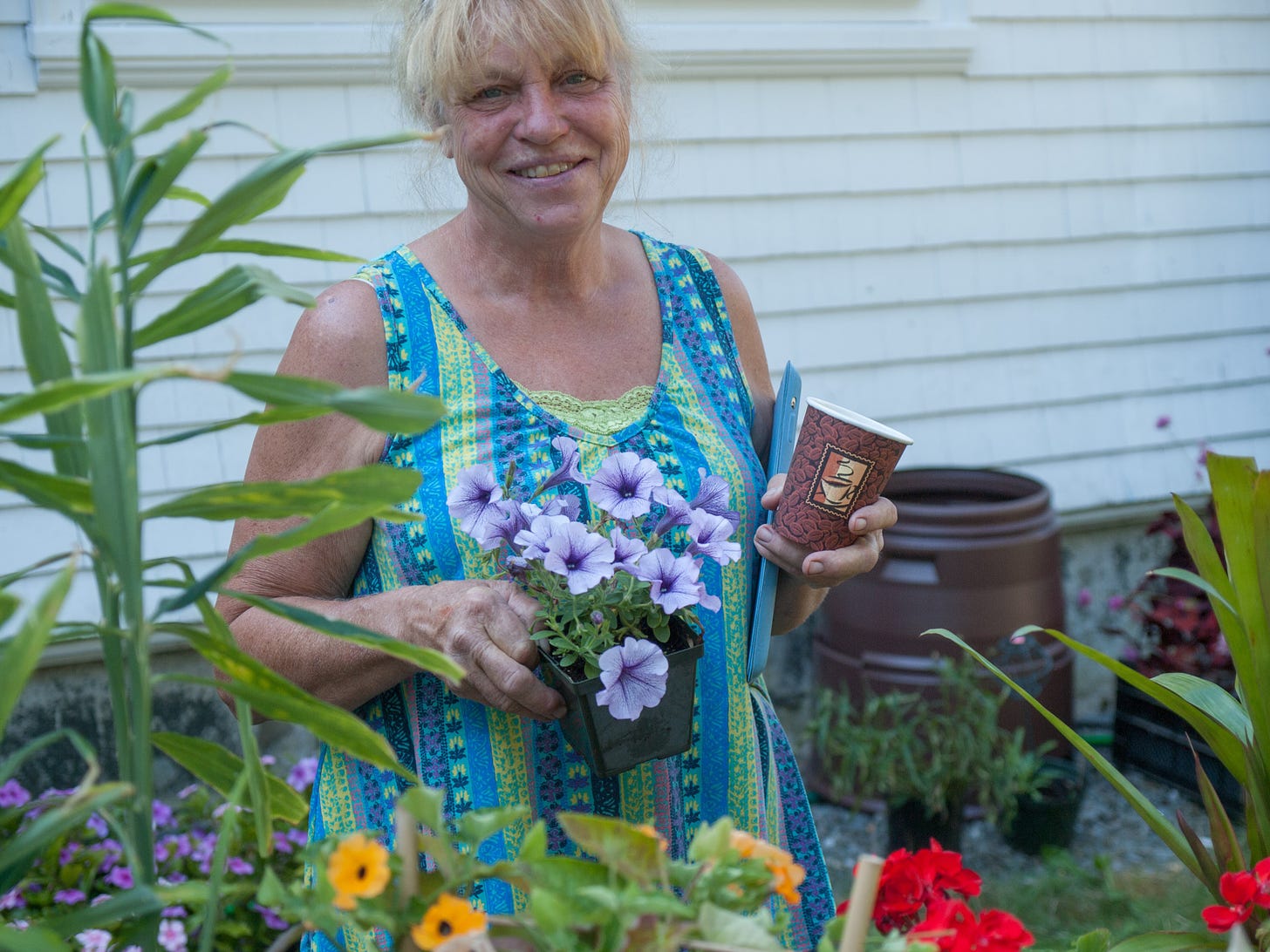 Faith Tobin with flowers