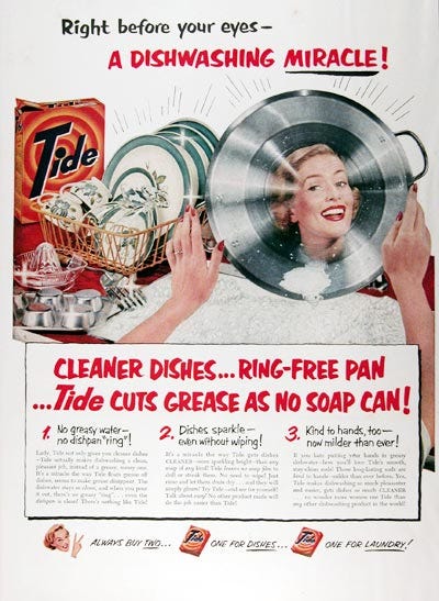 1951 Tide Dishwashing Soap Classic Vintage Print Ad