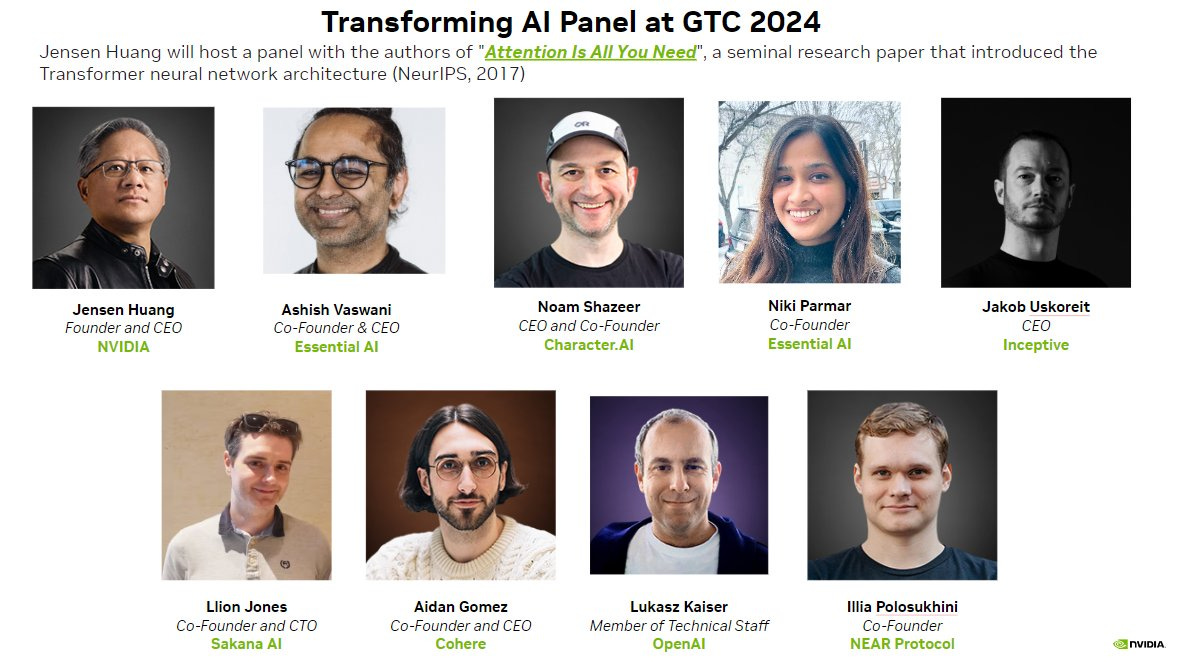 21/03/2024-The future of AI: Jensen Huang dialogues with the seven  co-authors of the Transformer paper