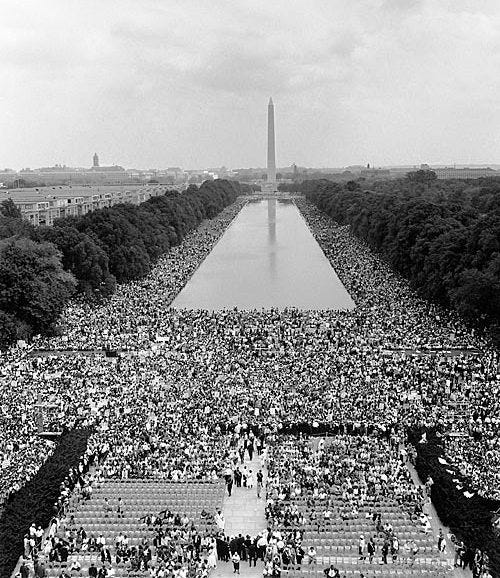 Black and white photo of Washington Mall on August 28 1963