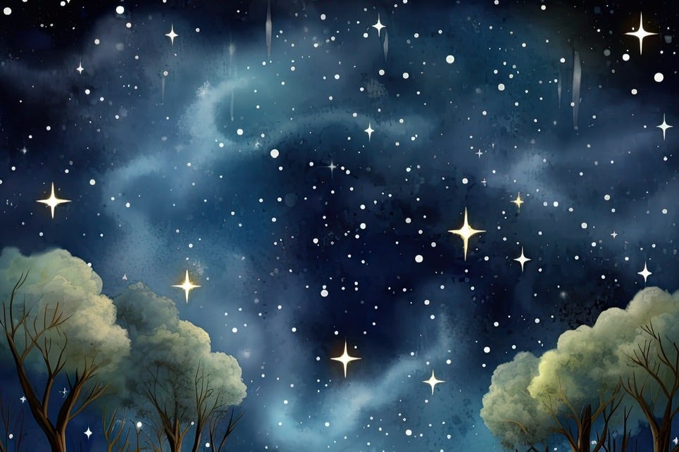 Starry sky and trees
