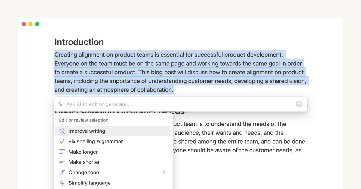 Use Notion AI to write better, more efficient notes and docs